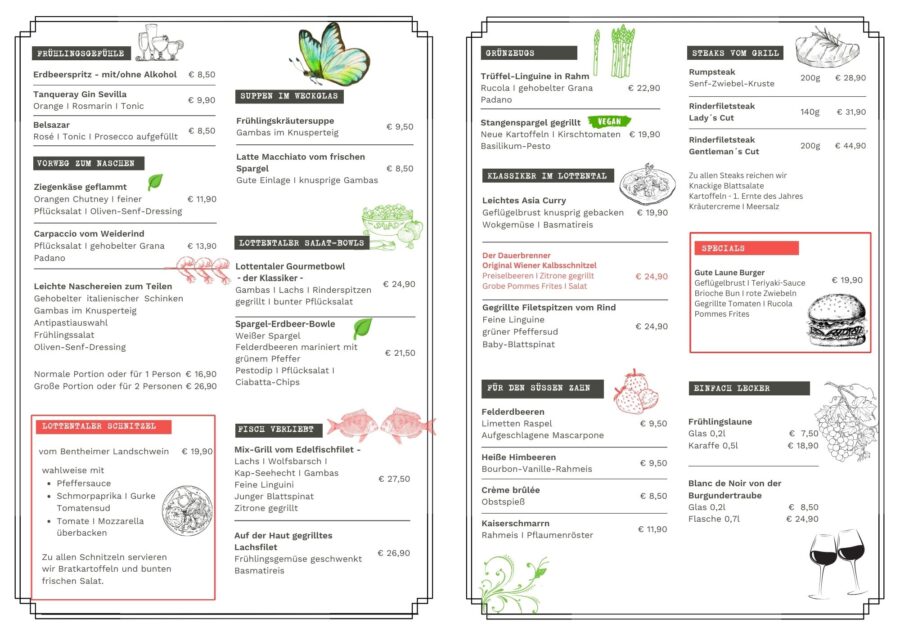 Speisenkarte 2024 | Posts Lottental